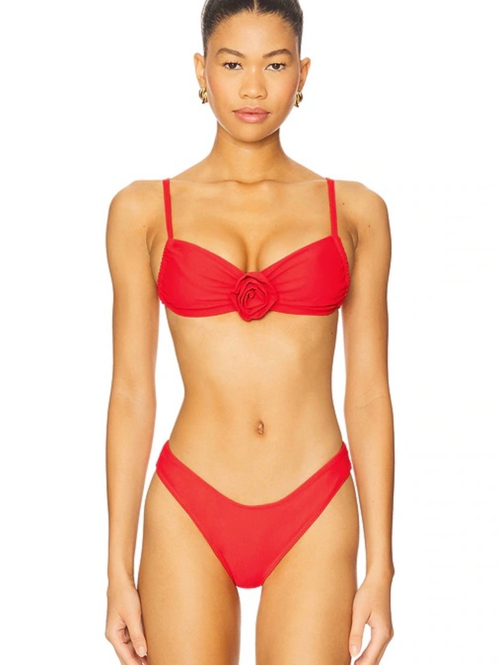 Montce Red Rosette Bandeau Bikini Set